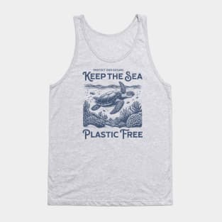 Sea Turtle Protect Our Oceans Keep the Sea Plastic Free Tank Top